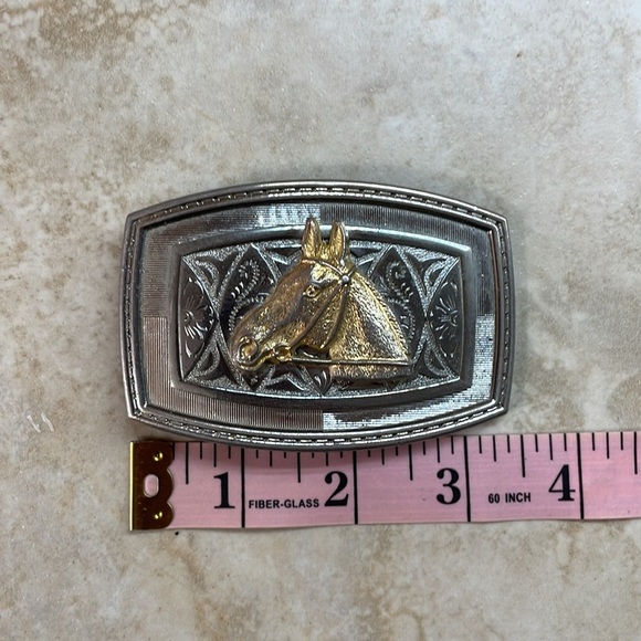 Horse Head Belt Buckle Cowboy Western Gold Silver Tone - Picture 6 of 9